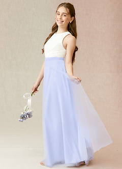 Azazie Albertine Junior Lavender A-Line Lace Chiffon Dress image3