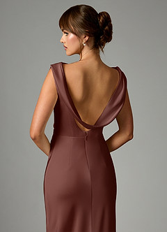 Azazie Kieryn Robes de demoiselle d'honneur Robe Sirène en Satin extensible Plissée Expresso image2