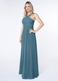 Azazie Kaleigh Abiti da Damigella Abito A-Line in Chiffon Plissettato Bermuda image3