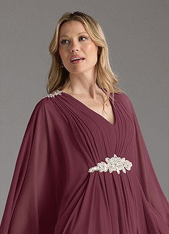 Azazie Drew vestidos de madre de la novia Vestido de Cabernet de Gasa de Corte En A con Plisado image8