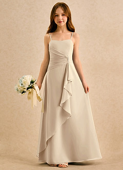 Azazie lolly Girls Formal Sukienki dla dziewczynek sypiących kwiaty Linia A Pofałdowany Szyfon Długość podłogi Sukienka image3