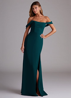 Azazie Saige Bridesmaid Dresses Pine A-Line Off the Shoulder Chiffon Convertible Dress image4