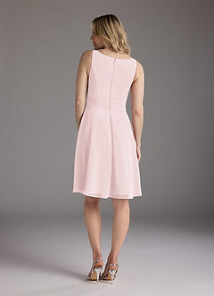 Azazie Shirley Mother of the Bride Dresses Blushing Pink A-Line Scoop Pleated Chiffon Dress image6