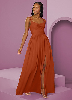 Barbie ♥ Azazie Bridesmaid Dresses Burnt Orange A-Line Pleated Chiffon Dress image15