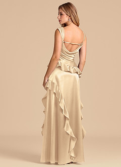 Azazie Sloane Bridesmaid Dresses Gold A-Line Sweetheart Neckline Metallic Satin Dress image2