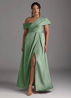 Azazie Milton Vestidos para mãe da noiva Vestir Matchá de Cetim elástico de Linha A com Plissado image9