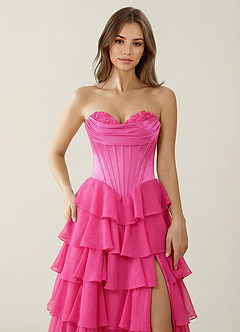 Bastet Fuchsia Ruffled A-line Prom Dress image3