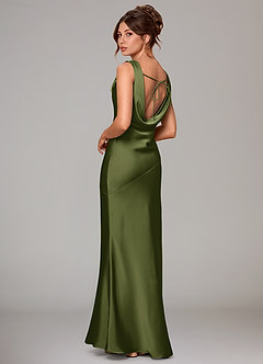 Azazie Rylina Bridesmaid Dresses Olive Mermaid Stretch Satin Dress image9