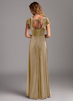 Azazie Bondi Brautjungfernkleider A-Linie Seitliche Cut-Outs Samt Kleid Goldene Bräune image6