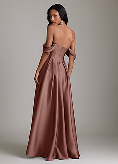 Azazie Loisa Abiti da Damigella Abito A-Line in Raso Elasticizzato a Spalla Scoperta Espresso image2