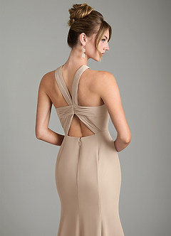 Azazie Rue Bridesmaid Dresses Taupe A-Line Halter Chiffon Dress image6