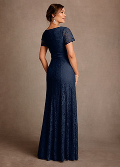Azazie Sheffield Mother of the Bride Dresses Dark Navy A-Line Lace Chiffon Dress image6