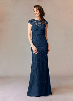 Azazie Jamila vestidos de madre de la novia Vestido de Azul Marino Oscuro de Encaje de Sirena image3