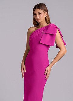 Azazie Yuanna Bridesmaid Dresses Fuchsia Mermaid One Shoulder Chiffon Dress image7