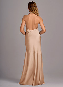 Azazie Lorena Bridesmaid Dresses English Rose Mermaid Pleated Stretch Satin Dress image2