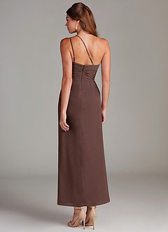 Azazie Eren Robes de demoiselle d'honneur Robe Sirène en Mousseline de soie Une épaule Ganache image7