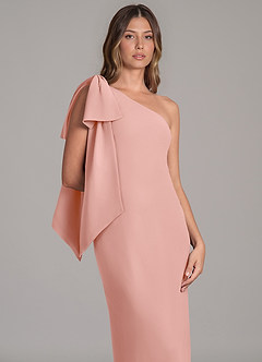 Azazie Capri 신부 들러리 드레스 A라인 한쪽 어깨 쉬폰 바닥 길이 드레스 image7