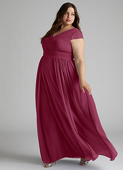 Azazie Organa Bridesmaid Dresses Mulberry A-Line Pleated Chiffon Dress image9
