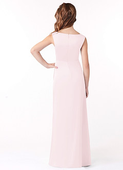 Azazie Sadia Vestido de Rosa Rubor de Satin Mate de Acampanado con Plisado image3