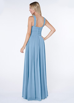Azazie Kaleigh Bridesmaid Dresses Powder Blue A-Line Pleated Chiffon Dress image4
