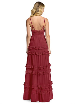 Azazie Rachel Bridesmaid Dresses Pomegranate A-Line Chiffon Dress image2