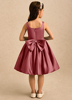 Azazie Lillian Flower Girl Dresses Antique Rose Ball-Gown Pleated Matte Satin Dress image2