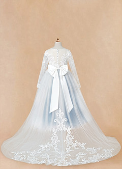 Azazie Elodie Blumenmädchenkleider Ballkleid Spitze Kleid Elfenbein Stahlblau image13
