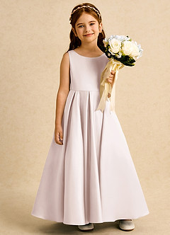 Azazie Pepper Flower Girl Dresses Rose Petal A-Line Pleated Matte Satin Dress image6