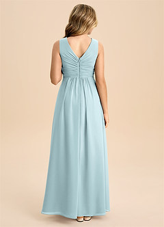 Azazie Skyla Junior Abito A-Line in Chiffon Plissettato Nebbia image2