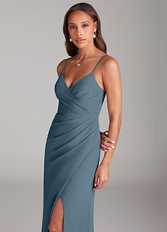 Azazie Maci Bridesmaid Dresses Twilight Sheath Pleated Chiffon Dress image2