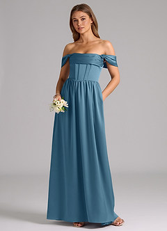 Azazie Hattie Bridesmaid Dresses Bermuda A-Line Corset Stretch Satin Dress image5