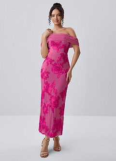 Berenice Fuchsie Stretch-Maxikleid aus 3D-Blumenspitze image7