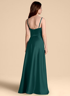 Azazie Prisha Junior Robe Trapèze en Satin extensible Plissée Emerald image2