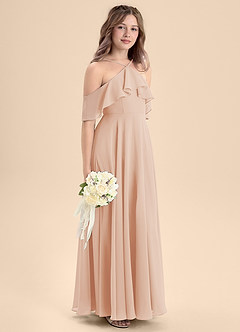 Azazie Tessabelle Junior Vestido de Rosa Inglesa de Gasa de Corte En A con Vestidos sin tirantes image5