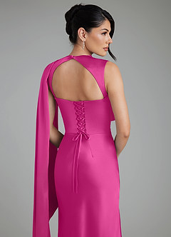 Azazie Taj Brudtärnklänningar Klänning av Sjöjungfru i Stretch Satin Korsett Fuchsia image9