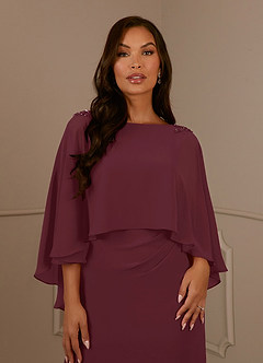 Azazie Mirra Abiti per la Madre della Sposa Abito Tubino in Chiffon con Scollo a U a Pieghe Cabernet image5