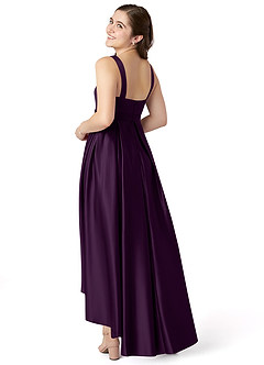 Azazie Inaya Junior A-Linie Gürtel/Schärpe Stretch-Satin Kleid Traube image4