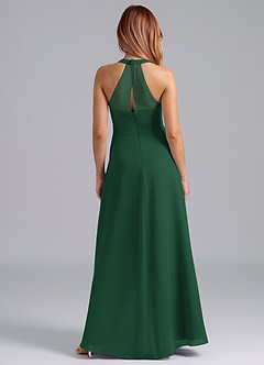 Azazie Dorota Bridesmaid Dresses Dark Green A-Line Pleated Chiffon Dress image2