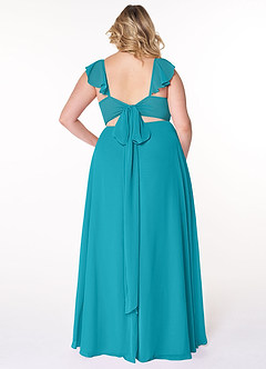 Azazie Everett Bridesmaid Dresses Jade A-Line V-neck Ruched Chiffon Dress image7