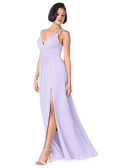 Azazie Farren Bridesmaid Dresses Lilac A-Line Pleated Chiffon Convertible Dress image3
