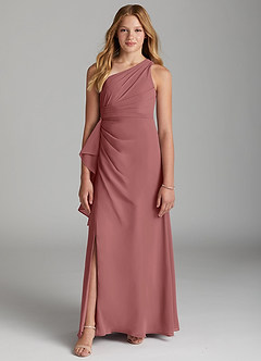 Azazie Maive Junior Amethyst A-Line Pleated Chiffon Dress image2