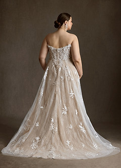 Azazie Florentina Robes à essayer chez vous Robe Trapèze en Tulle Paillettes en forme de cœur Diamant Nude image16