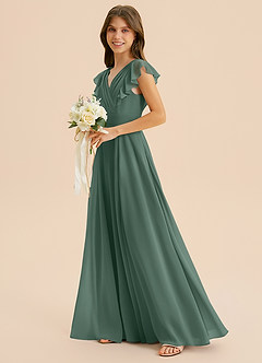 Azazie Anysa Junior Robe Trapèze en Mousseline de soie Rayé Mousse De Mer image6