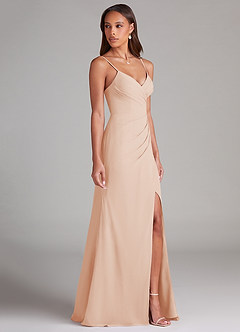 Azazie Maci Bridesmaid Dresses English Rose Sheath Pleated Chiffon Dress image4