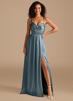 Azazie Zeya Bridesmaid Dresses Twilight A-Line Pleated Metallic Satin Dress image7