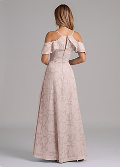 Azazie Dakota Bridesmaid Dresses Blushing Pink A-Line Off the Shoulder Floral Burnout Dress image2