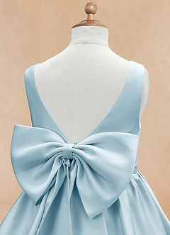 Azazie Margie Flower Girl Dresses Sky Blue A-Line Bow Stretch Satin Dress image7