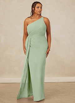 Christian Siriano Bridal for Azazie 1003 Bridesmaid Dresses Dusty Sage Sheath One Shoulder Chiffon Dress image10