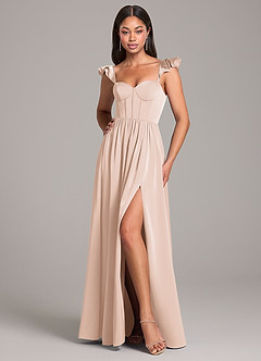 Azazie Denisse Bridesmaid Dresses Blushing Pink A-Line Ruched Stretch Satin Dress image5