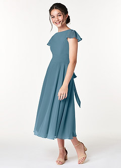 Azazie Payton Junior Bermuda A-Line Bow Chiffon Dress image5